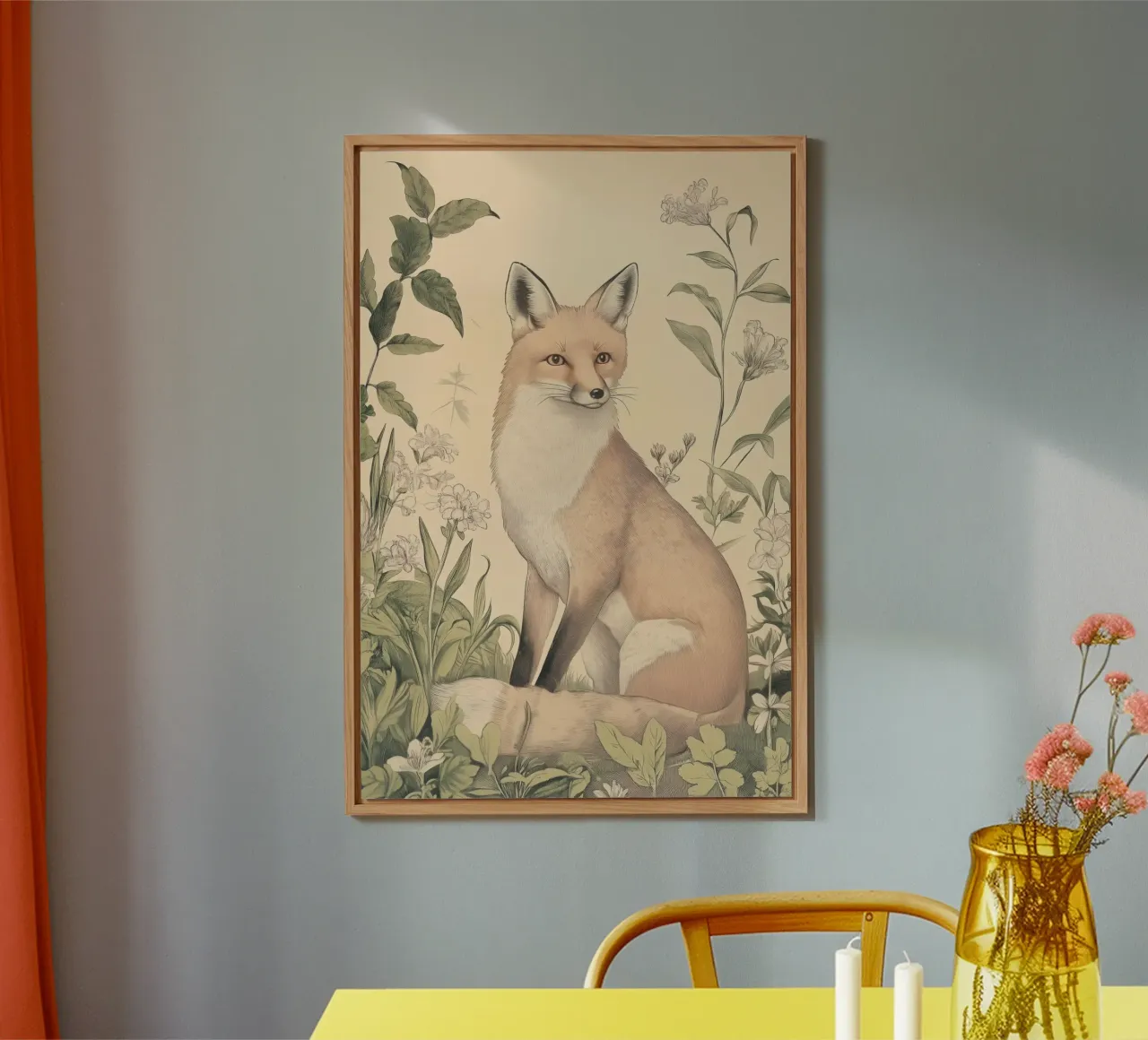 Illustrazione della volpe in Wild Botanical alluminio dibond da Melloi Art Print