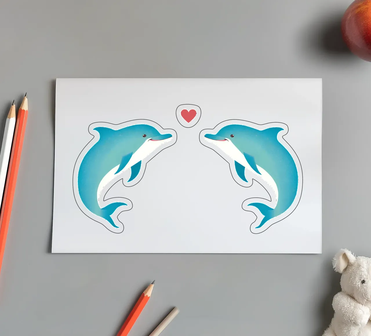 Delphinliebhaber - niedliche & liebenswerte Liebestiere Stickerbogen von Punderful Day
