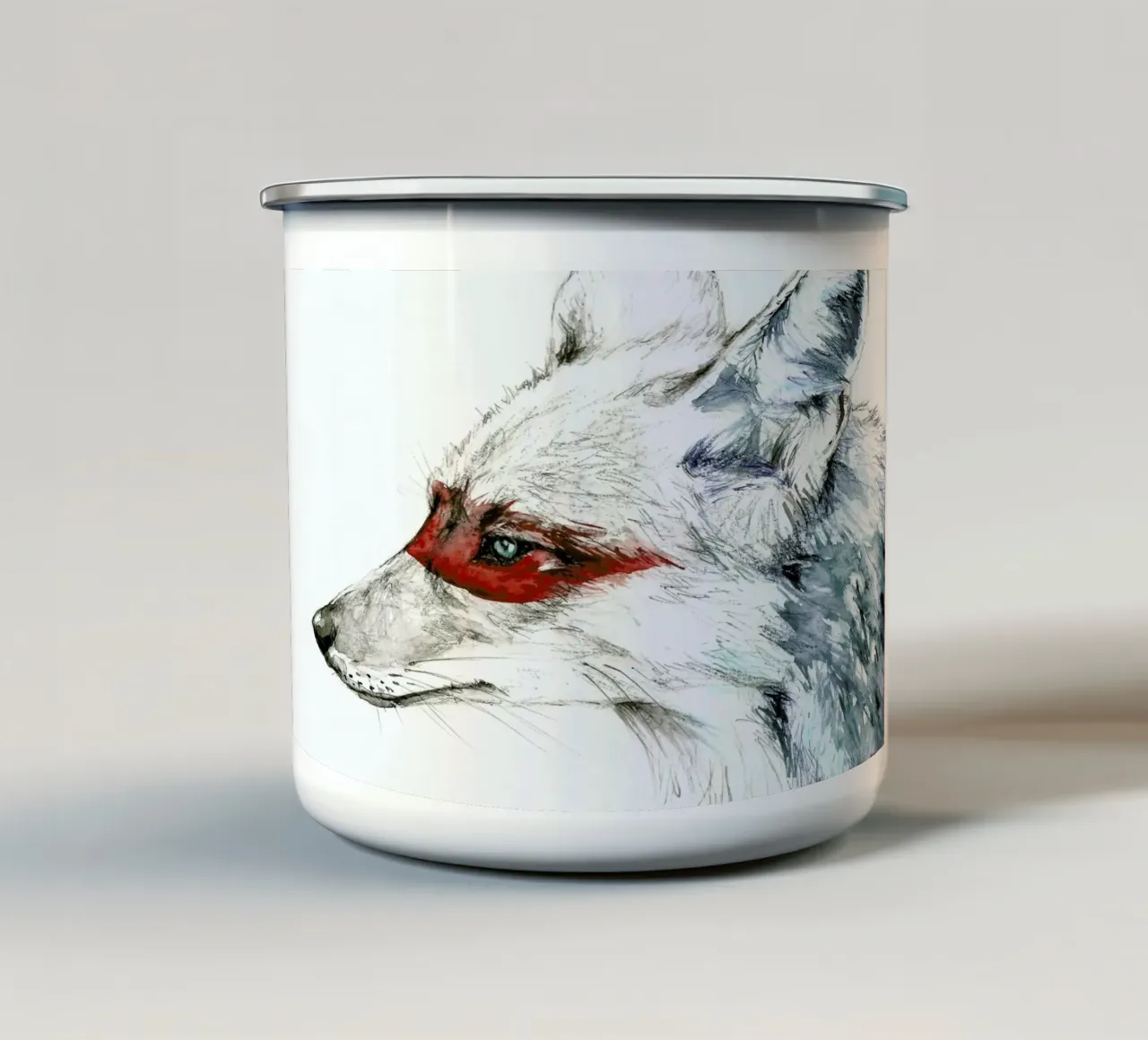 Disegno del coyote tazza in smalto da Susana Miranda ilustracion