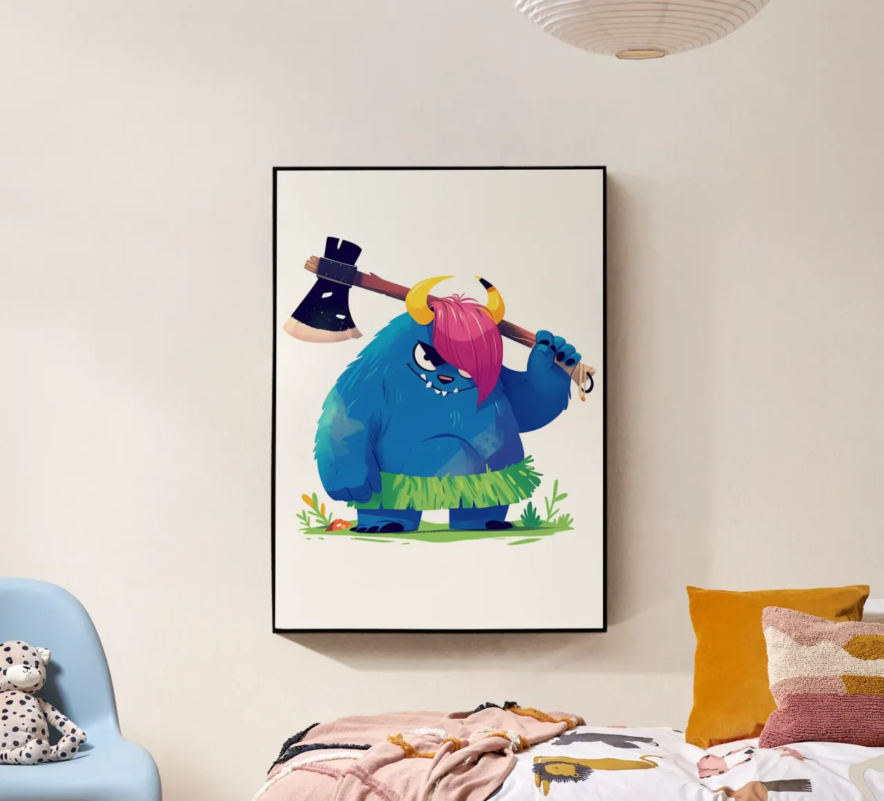 Monstruo azul con un hacha Trending Now metacrilato de Urban Life