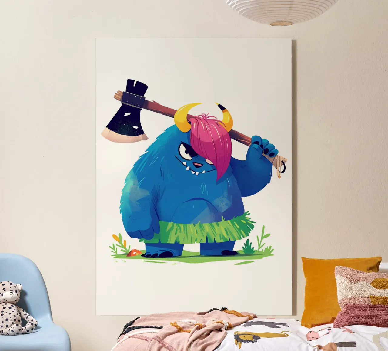 Monstruo azul con un hacha Trending Now metacrilato de Urban Life