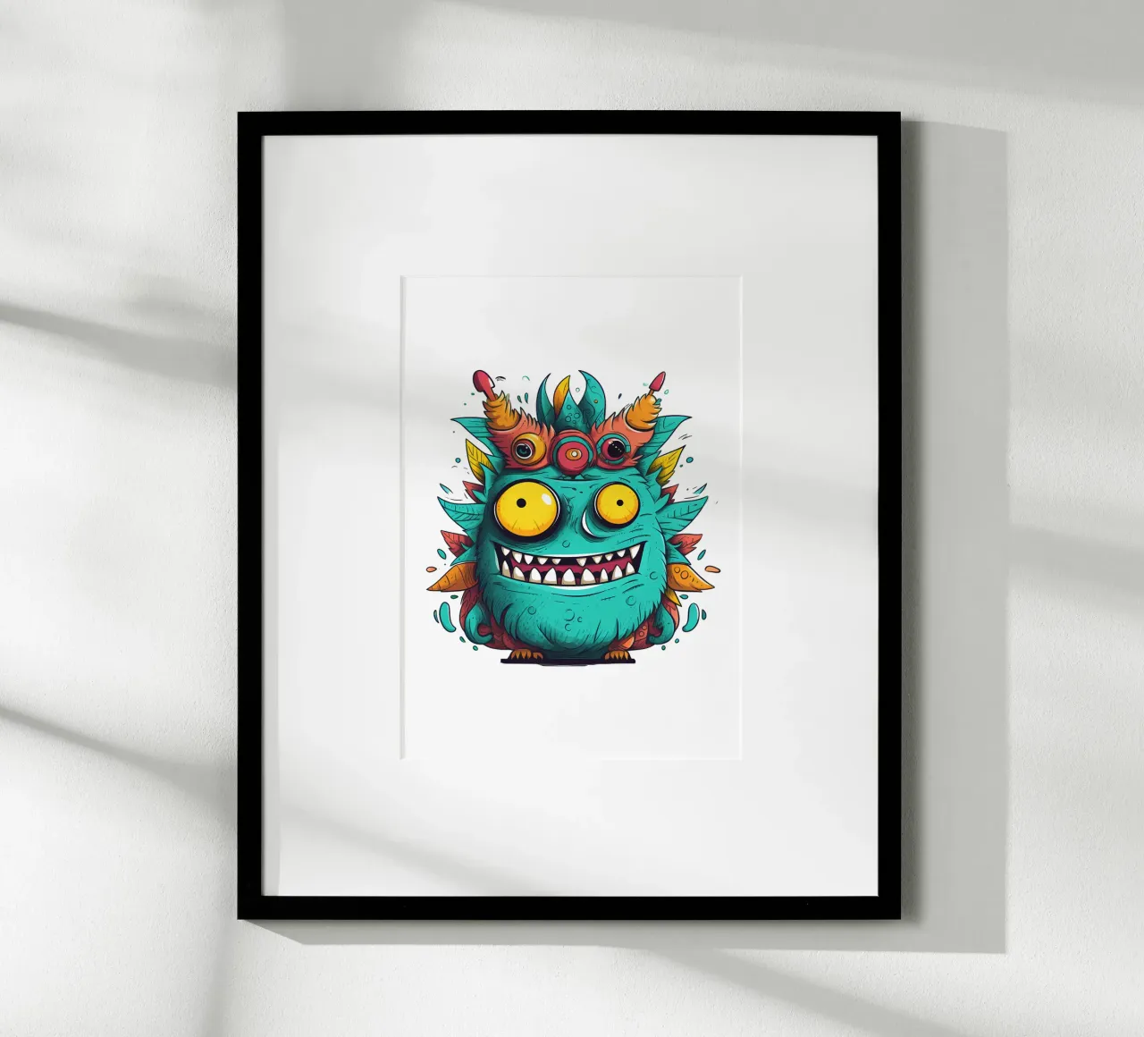 Mostro colorato dei cartoni animati di tendenza poster con telaio in plastica da Urban Life