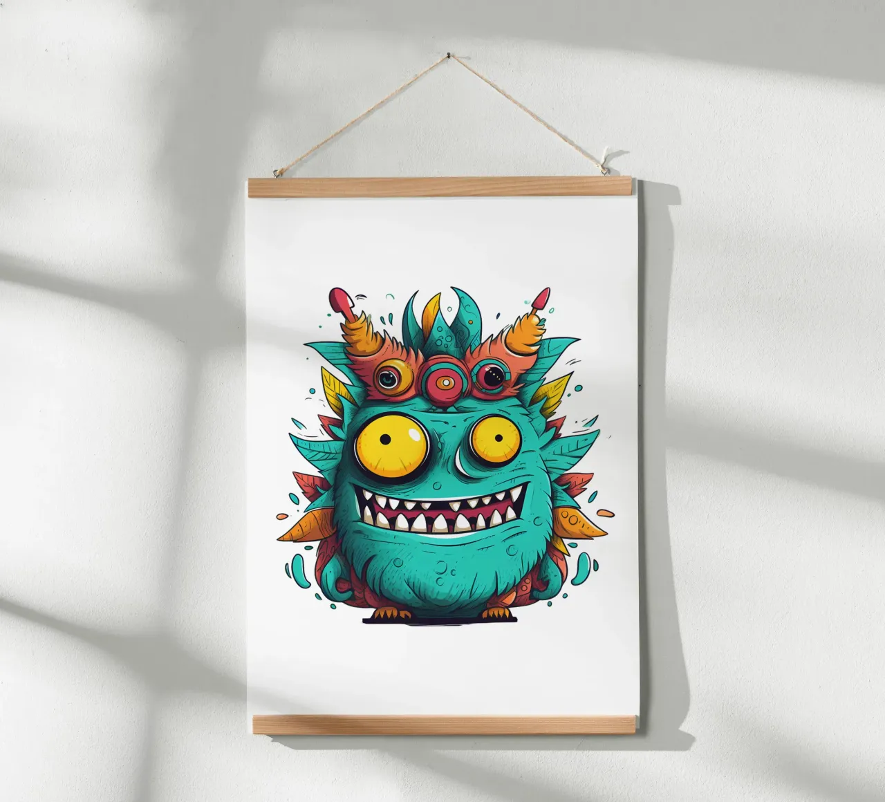 Mostro colorato dei cartoni animati di tendenza poster con telaio in plastica da Urban Life