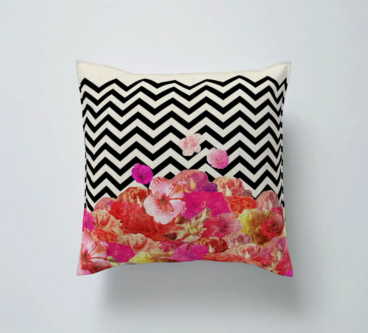 Chevron Flora II cuscino da Bianca Green