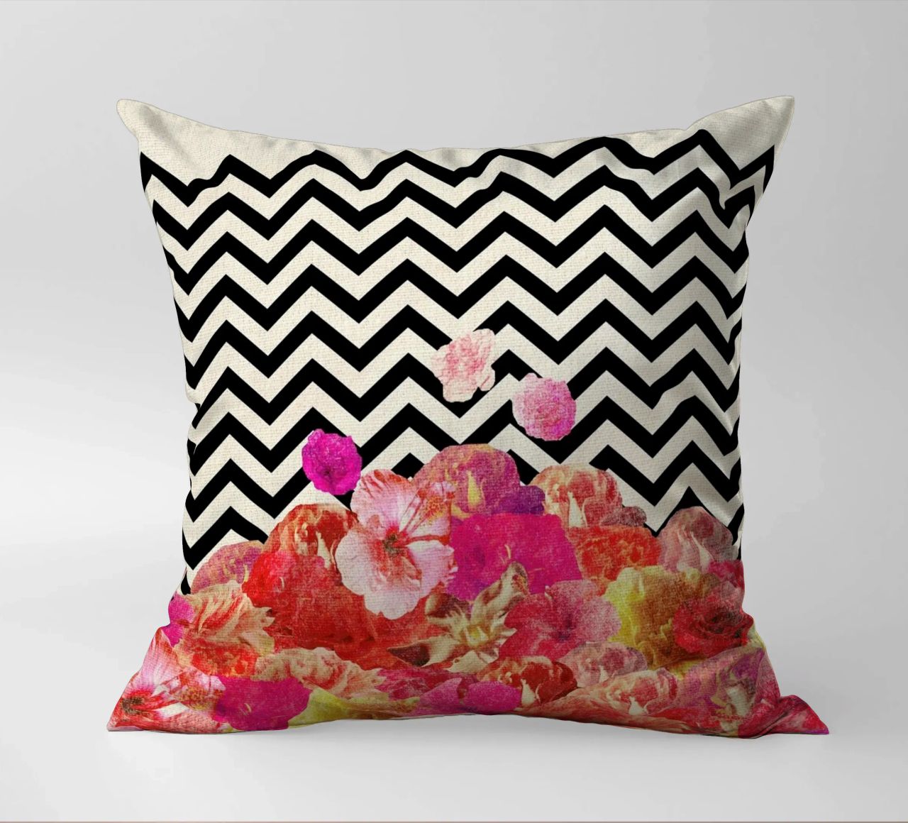 Chevron Flora II decorative cushion by Bianca Green