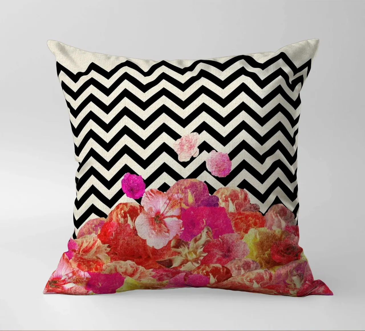 Chevron Flora II cuscino da Bianca Green