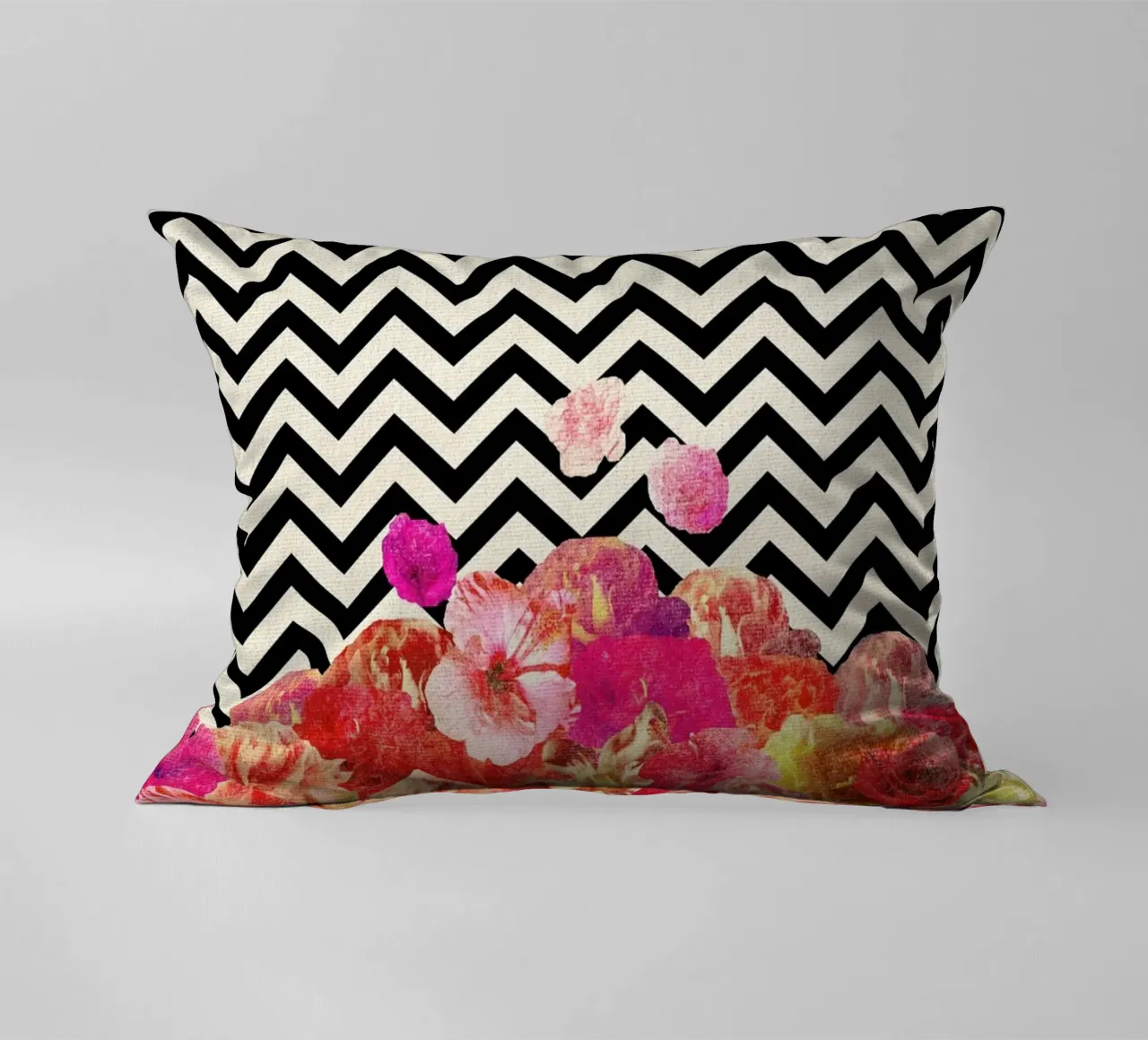 Chevron Flora II cuscino da Bianca Green