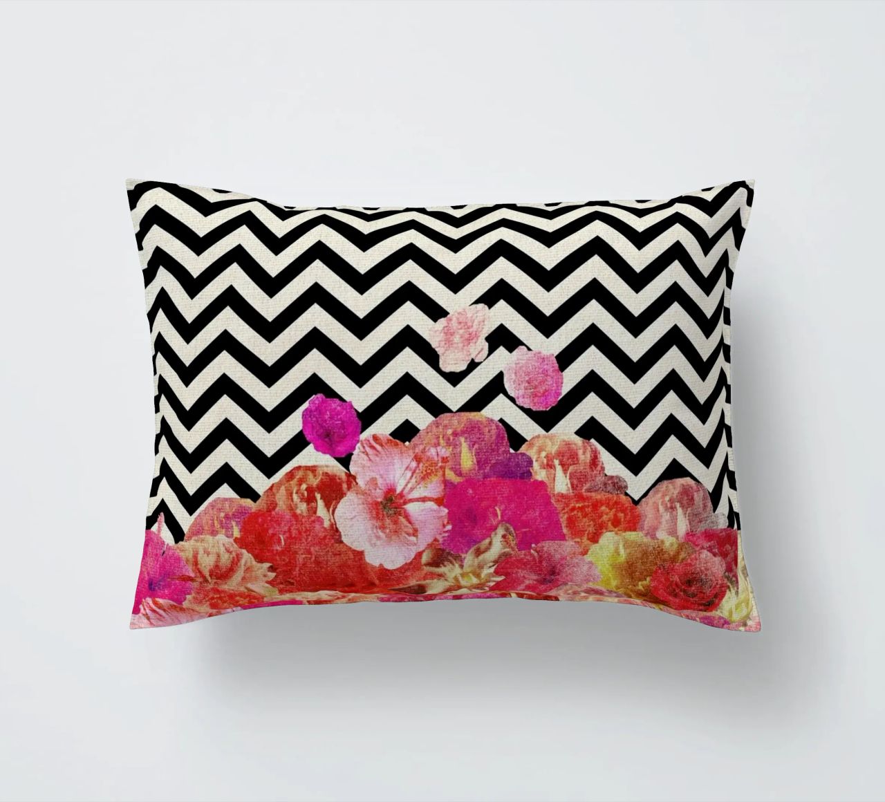 Chevron Flora II decorative cushion by Bianca Green