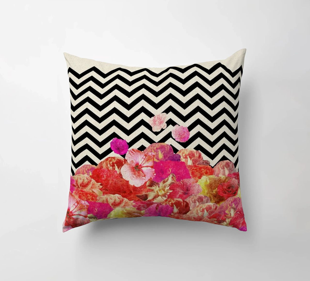 Chevron Flora II decorative cushion by Bianca Green
