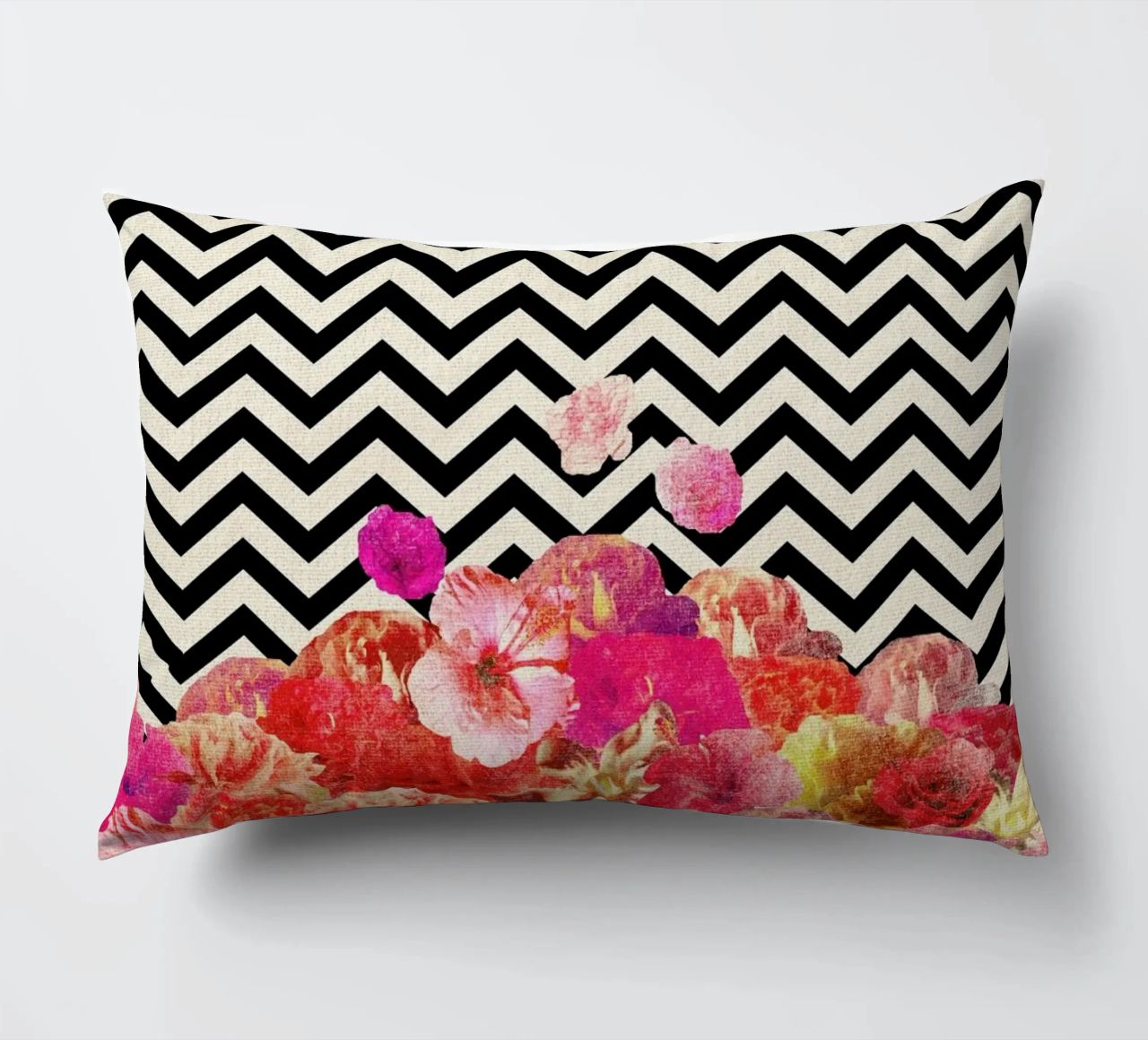 Chevron Flora II decorative cushion by Bianca Green