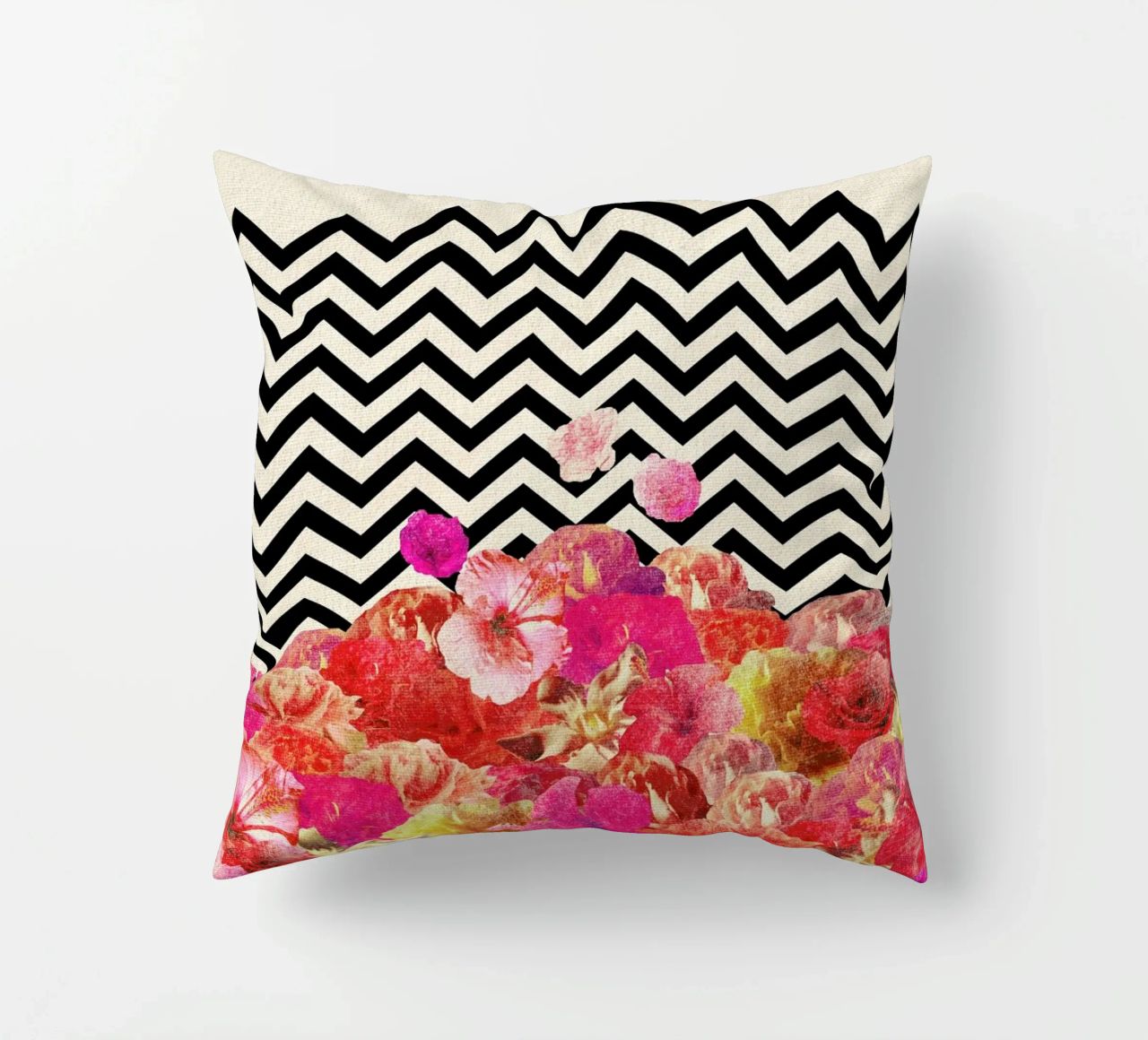 Chevron Flora II decorative cushion by Bianca Green