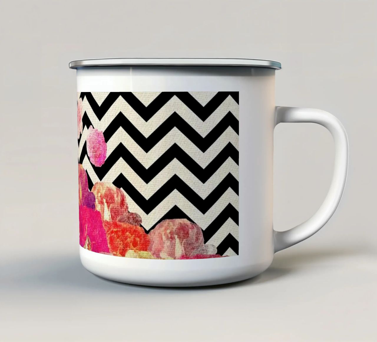 Chevron Flora II tazza in smalto da Bianca Green