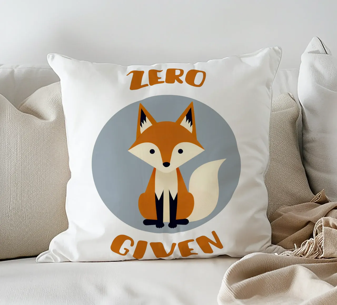 Zero fox given - no fucks funny pun cuscino da Punderful Day