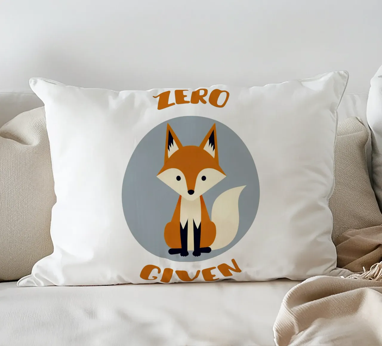 Zero fox given - no fucks funny pun cuscino da Punderful Day