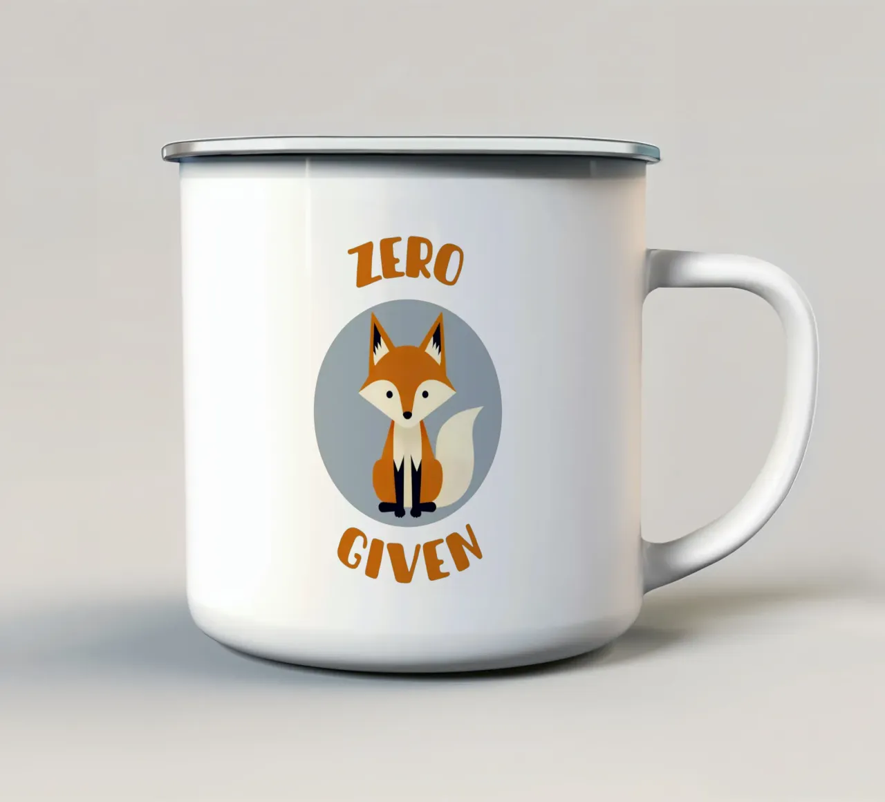Zero fox given - no fucks funny pun tazza in smalto da Punderful Day