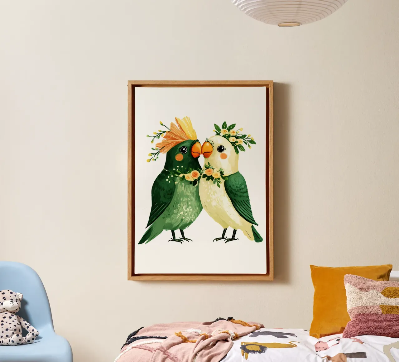 Pappagalli amati da San Valentino Trending Now tela con Cornice a cassetta da Urban Life
