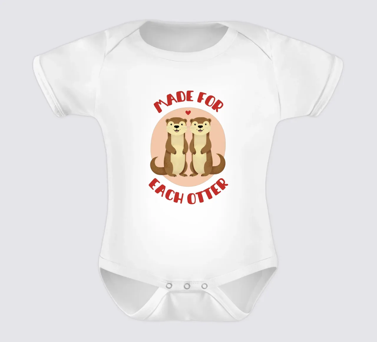 Made for each otter - cute & funny romantic animal love pun short-sleeve baby romper by Punderful Day