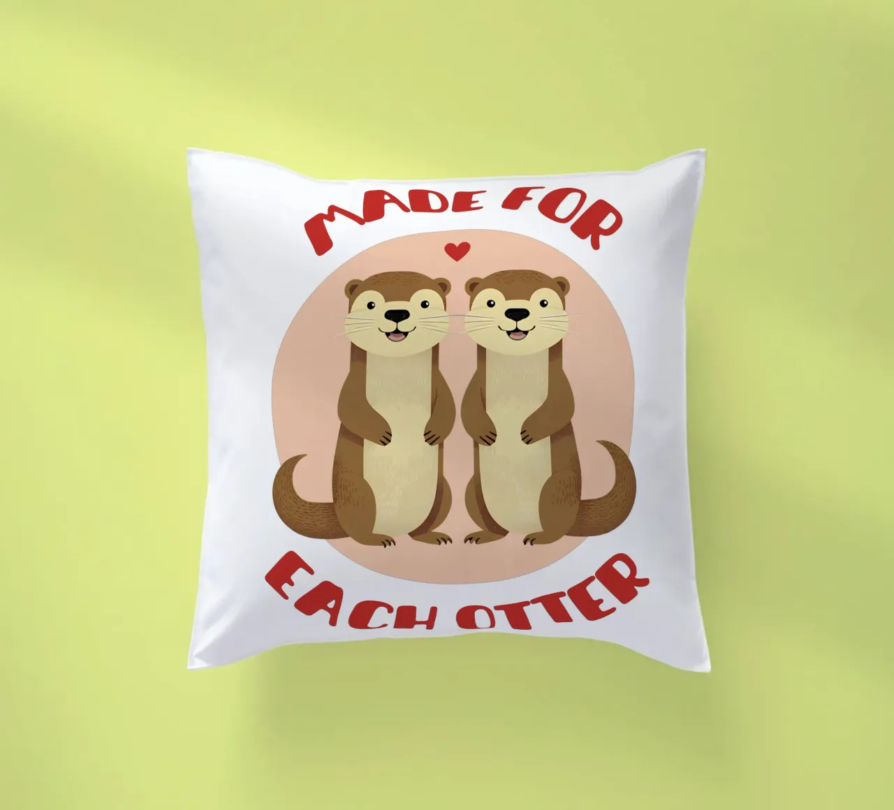 Made for each otter - cute & funny romantic animal love pun decorative cushion by Punderful Day
