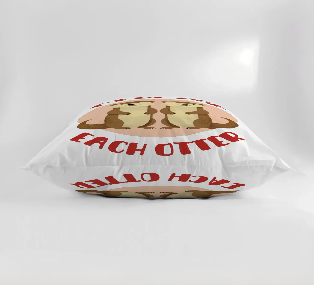 Made for each otter - cute & funny romantic animal love pun decorative cushion by Punderful Day