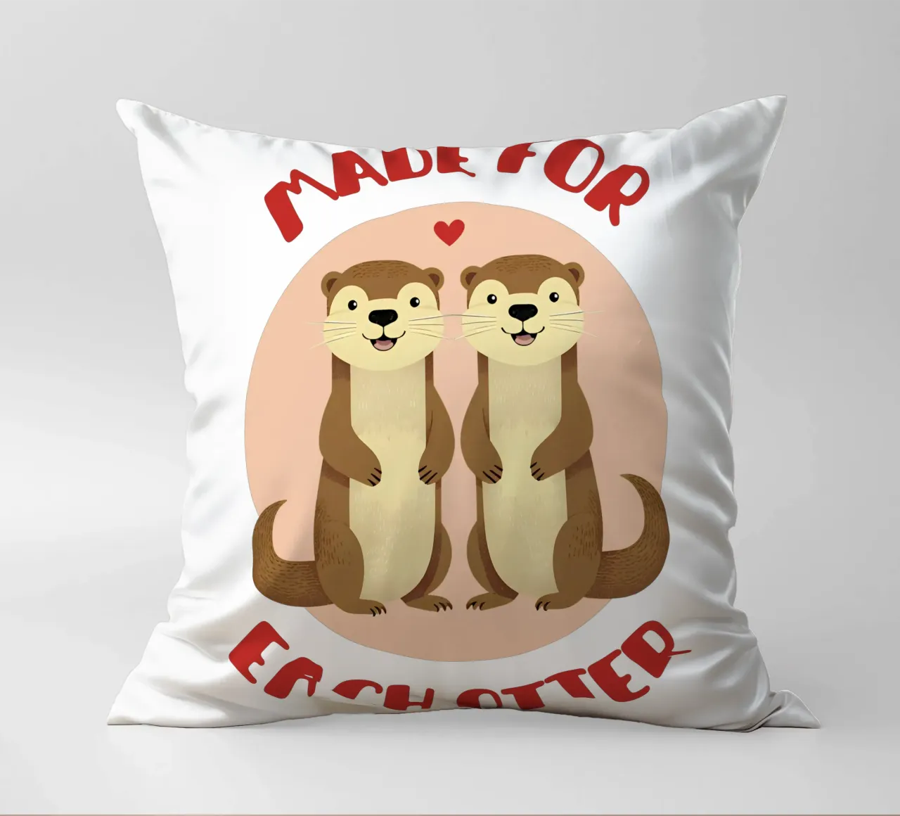 Made for each otter - cute & funny romantic animal love pun decorative cushion by Punderful Day