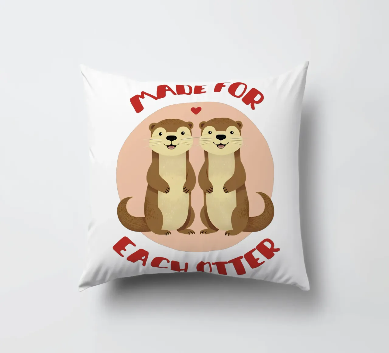 Made for each otter - cute & funny romantic animal love pun decorative cushion by Punderful Day