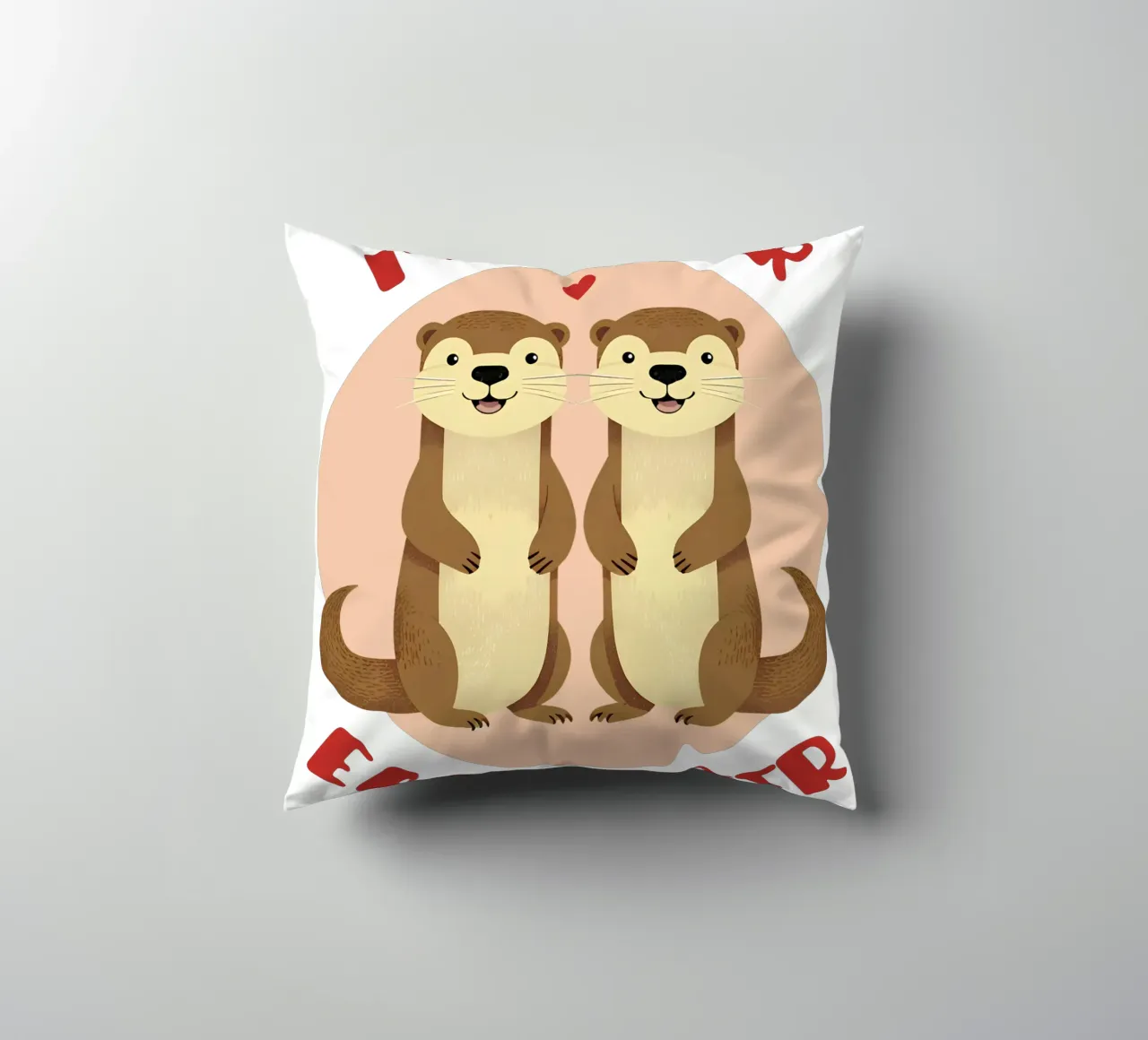 Made for each otter - cute & funny romantic animal love pun decorative cushion by Punderful Day