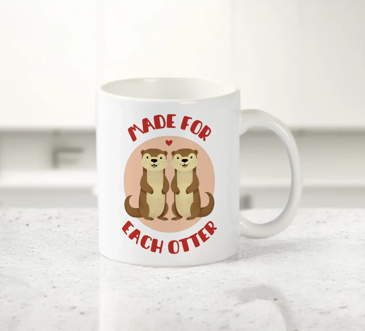 Made for each otter - cute & funny romantic animal love pun ceramic mug by Punderful Day