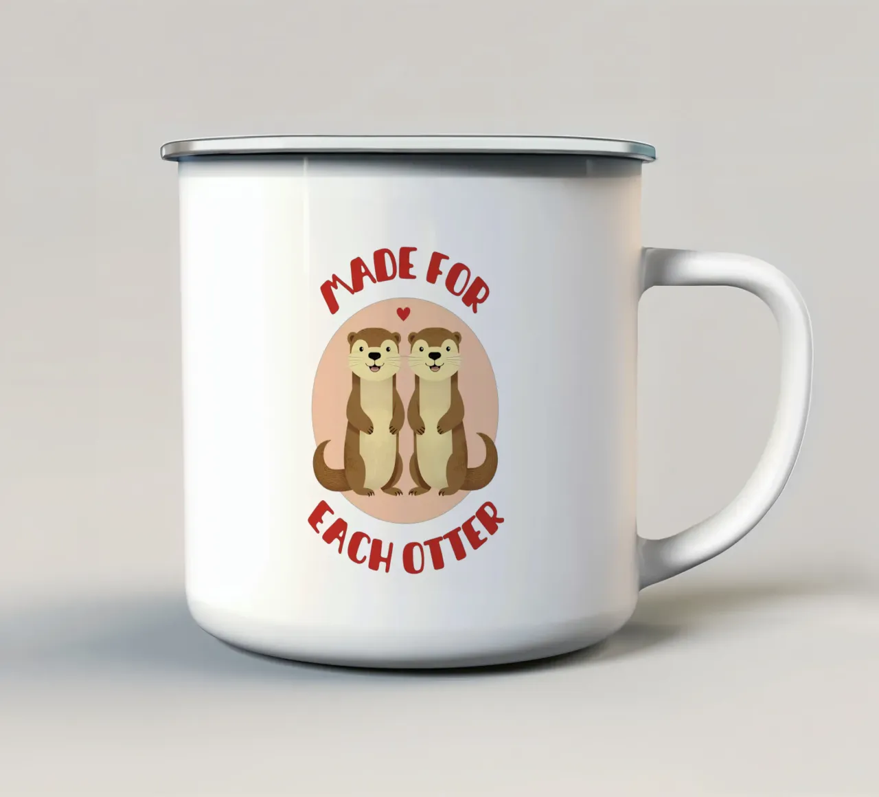 Made for each otter - cute & funny romantic animal love pun tazza in smalto da Punderful Day