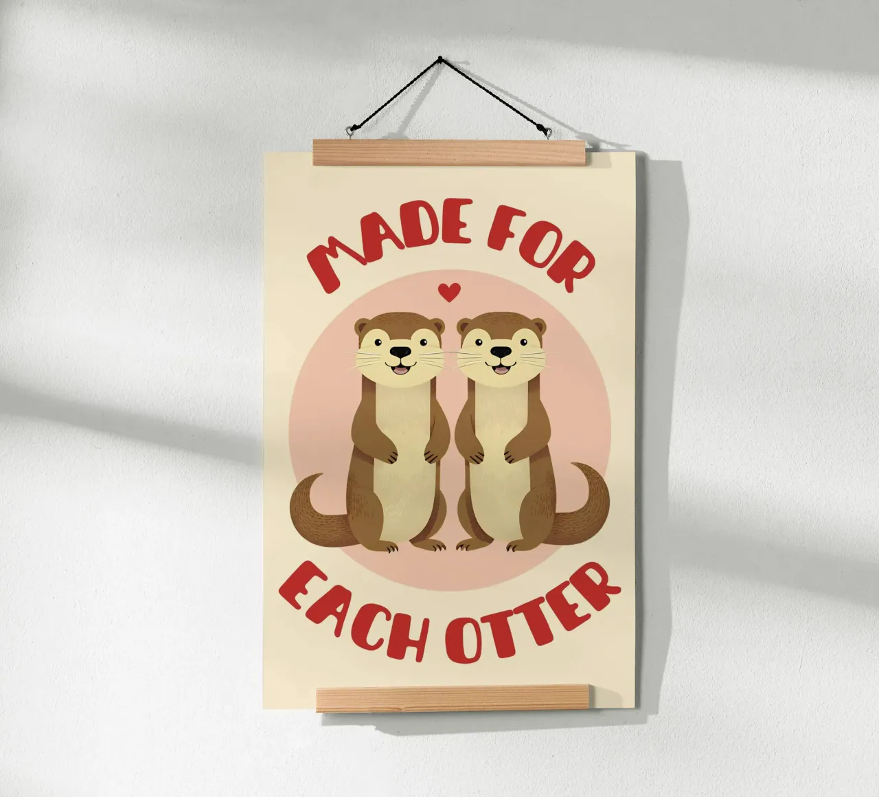 Made for each otter - cute & funny romantic animal love pun poster con telaio in legno da Punderful Day