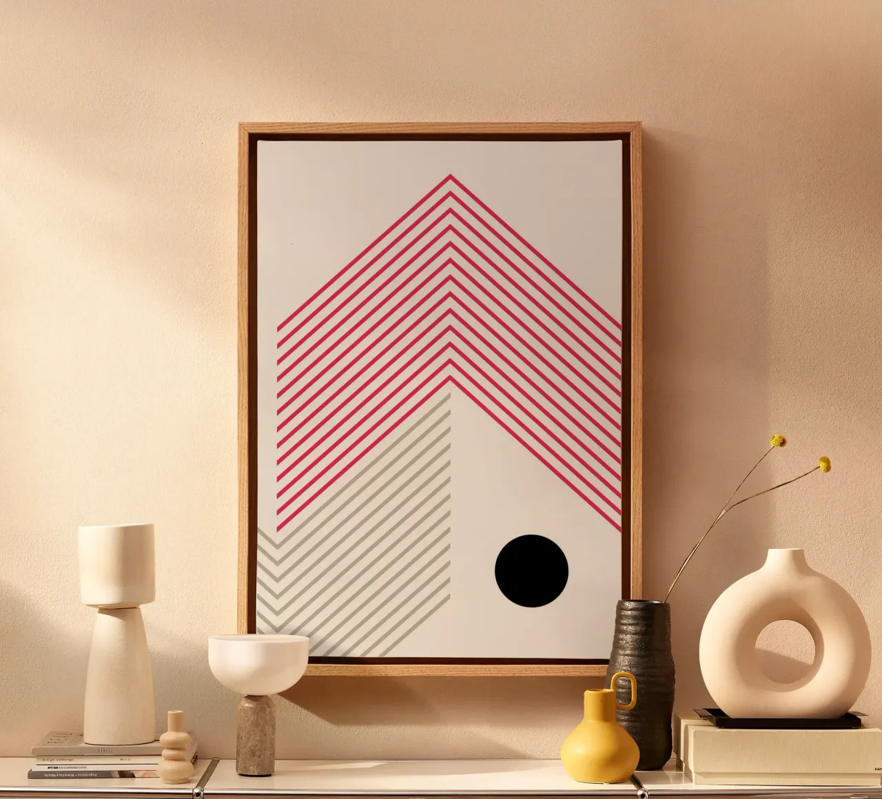 Minimal lines Abstract canvas van KHouse Studio