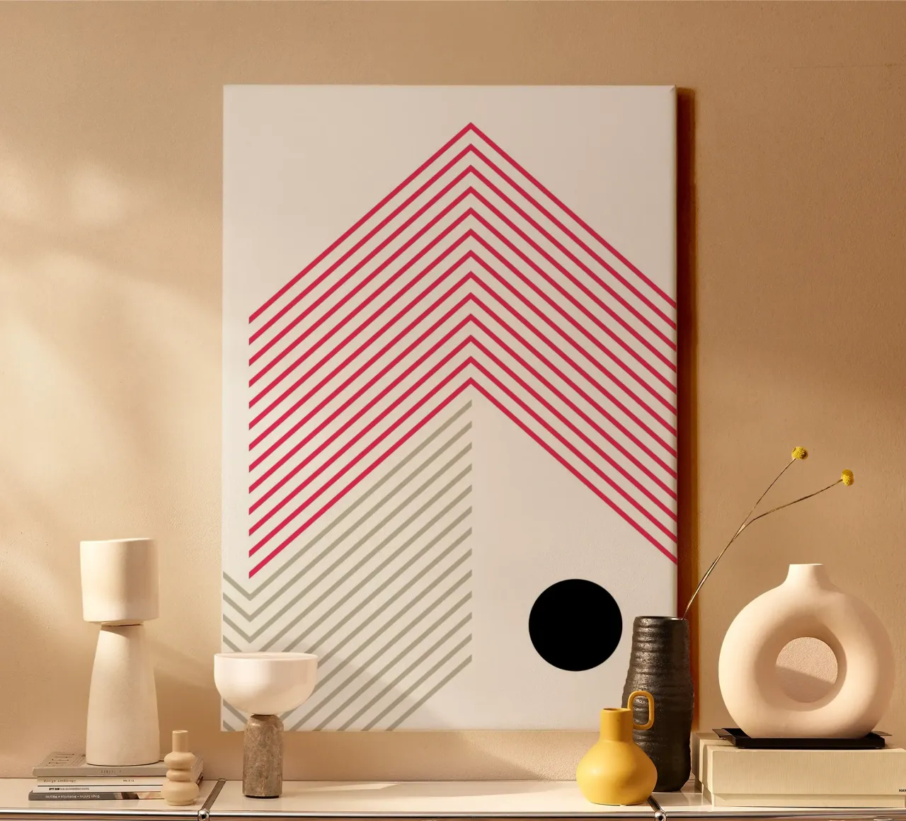 Minimal lines Abstract canvas van KHouse Studio