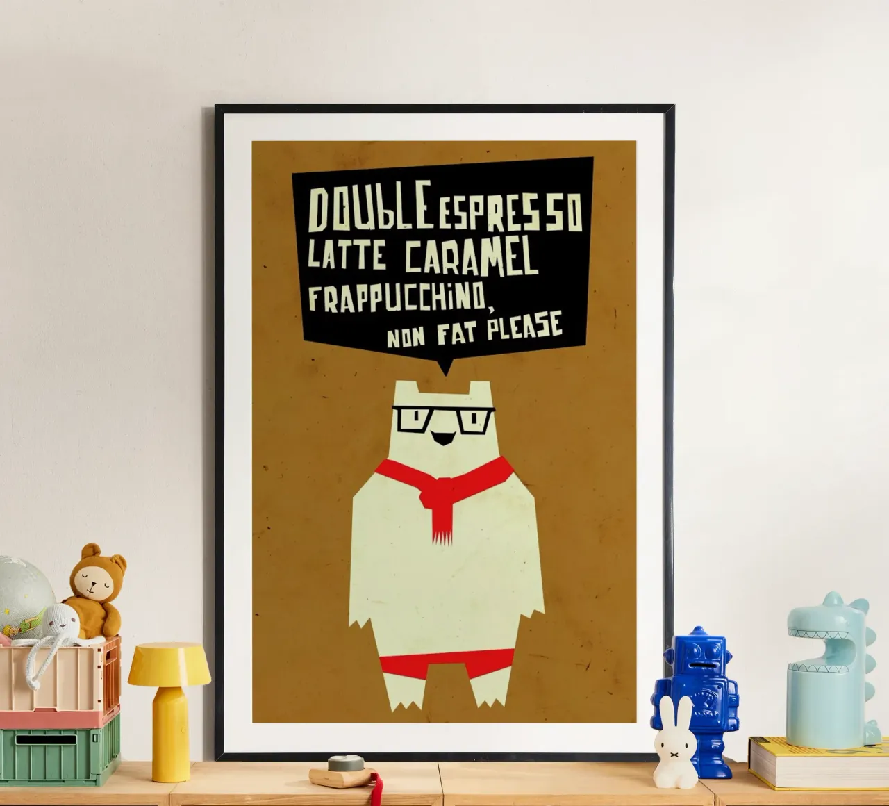 Yeti wants coffee poster con telaio in plastica da Yetiland
