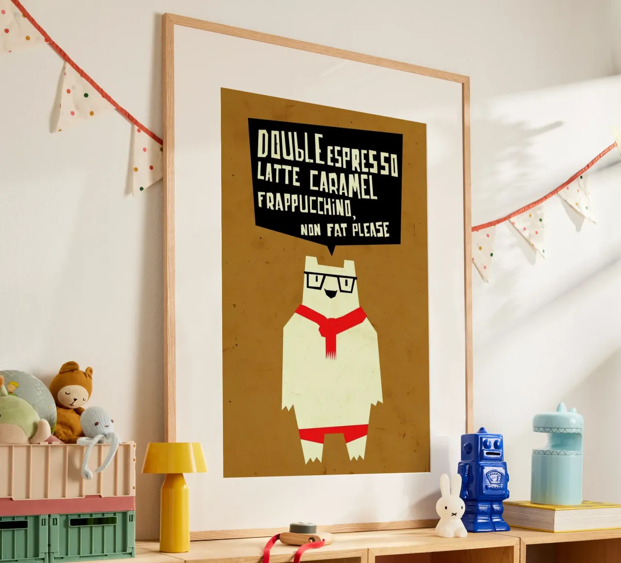 Yeti wants coffee poster con telaio in plastica da Yetiland