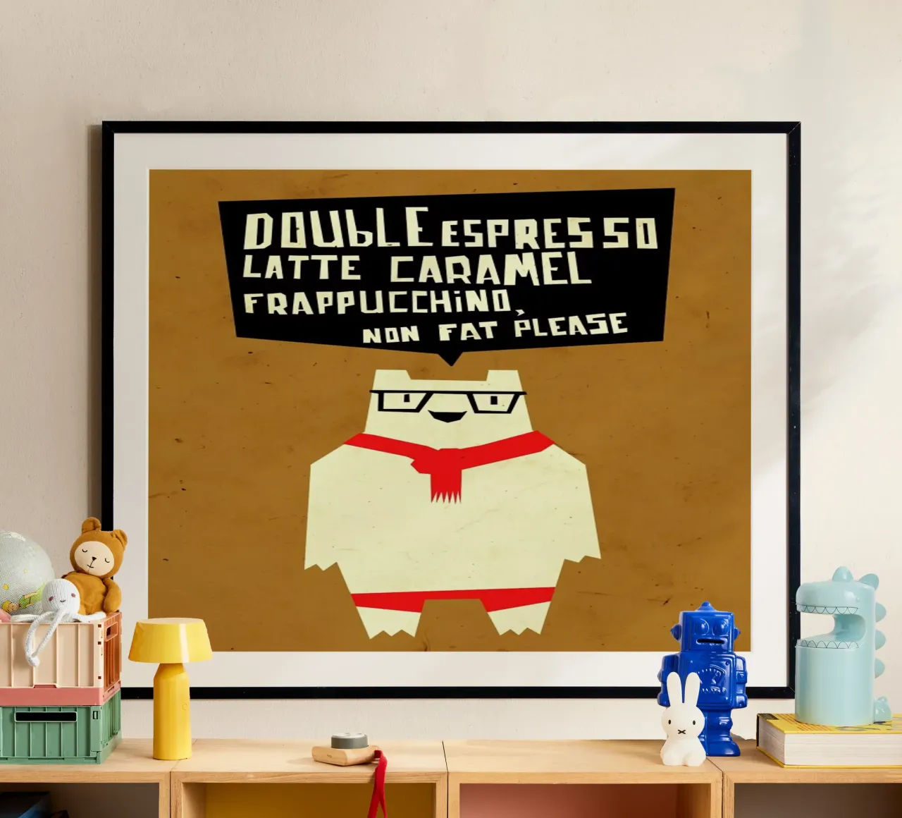 Yeti wants coffee poster con telaio in plastica da Yetiland