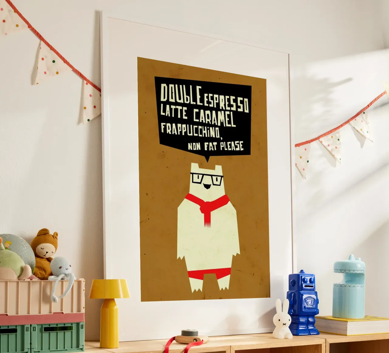 Yeti wants coffee poster con telaio in plastica da Yetiland