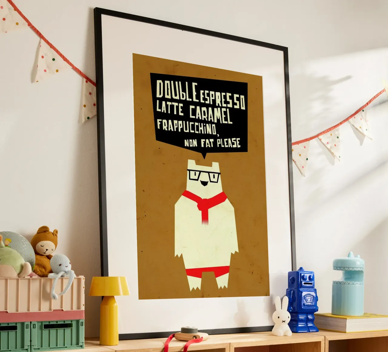 Yeti wants coffee poster con telaio in plastica da Yetiland