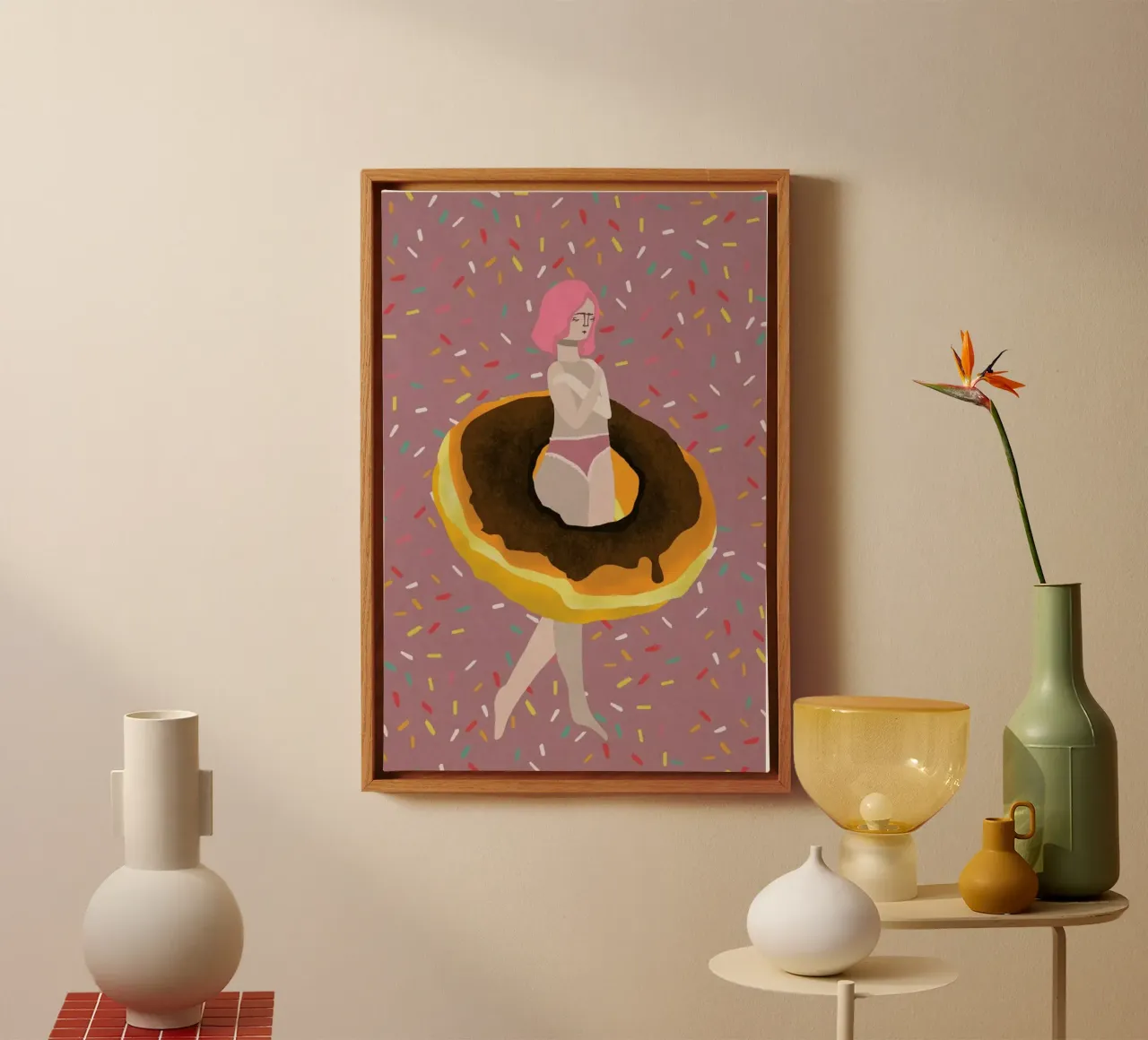 To Eat or Not to Eat canvas met Baklijst van Amalia Restrepo