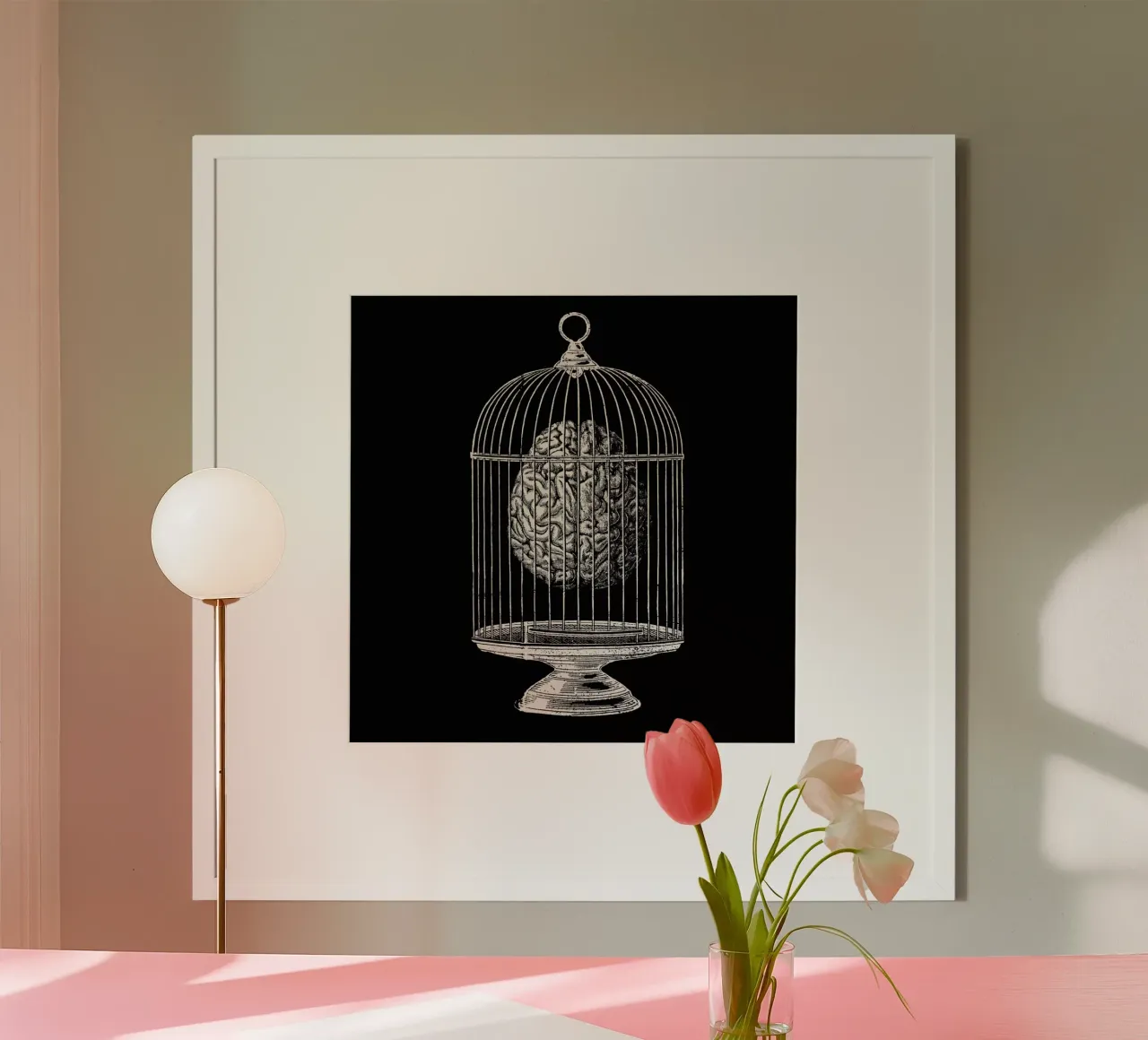 Free My Mind poster con telaio in legno da Tobe Fonseca