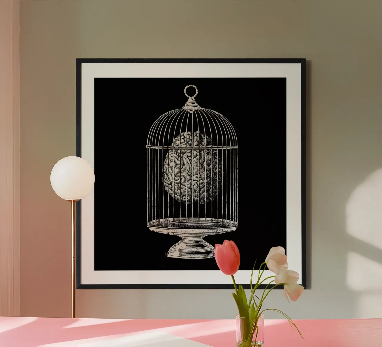 Free My Mind poster con telaio in legno da Tobe Fonseca