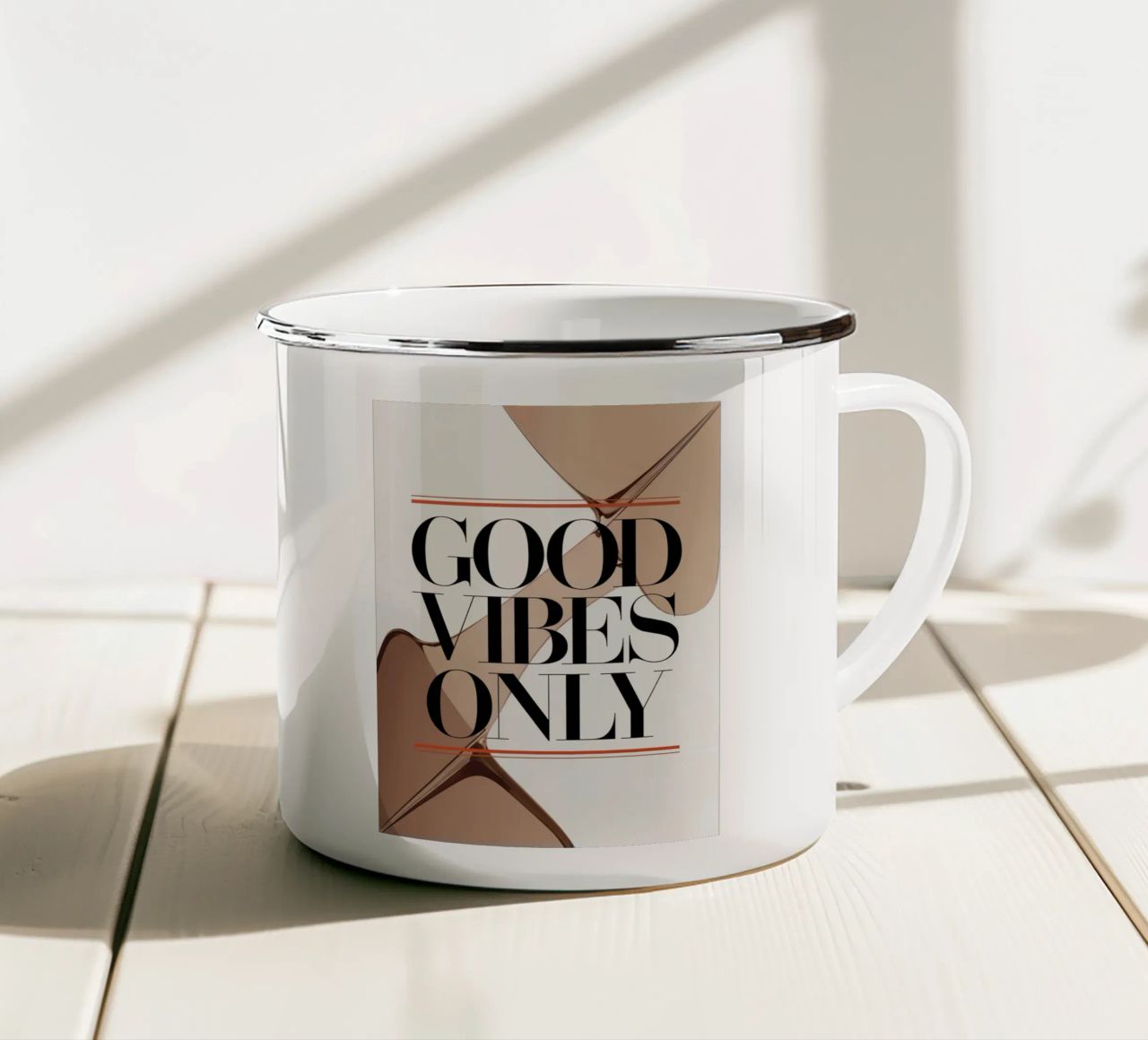 Solo buone vibrazioni tazza in smalto da logic