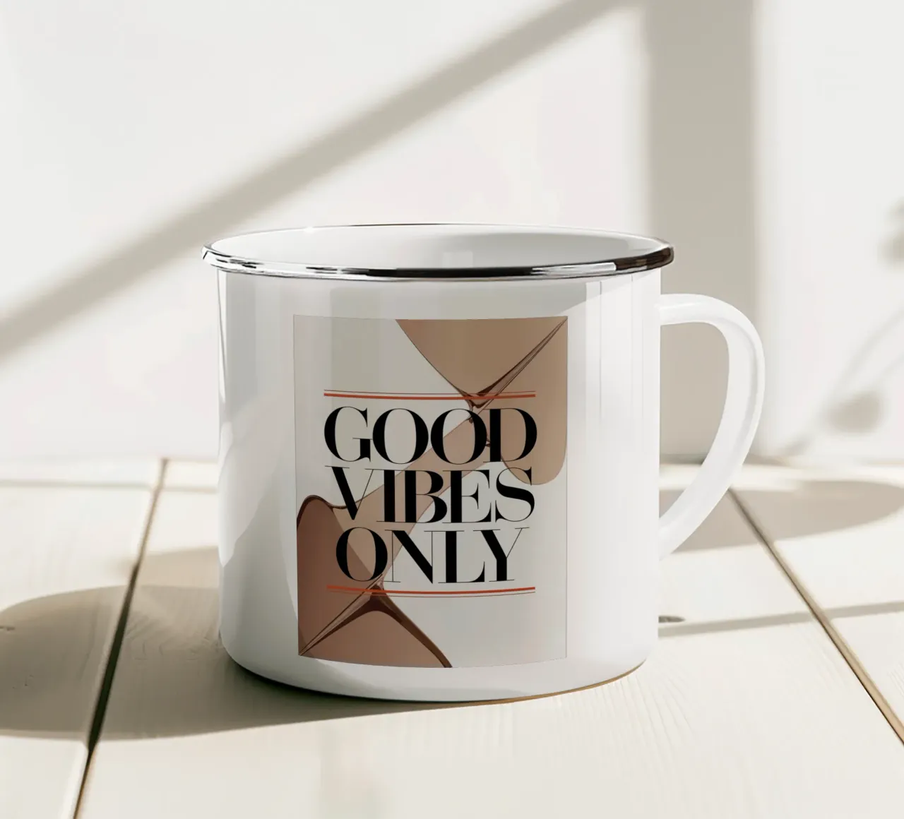 Solo buone vibrazioni tazza in smalto da logic