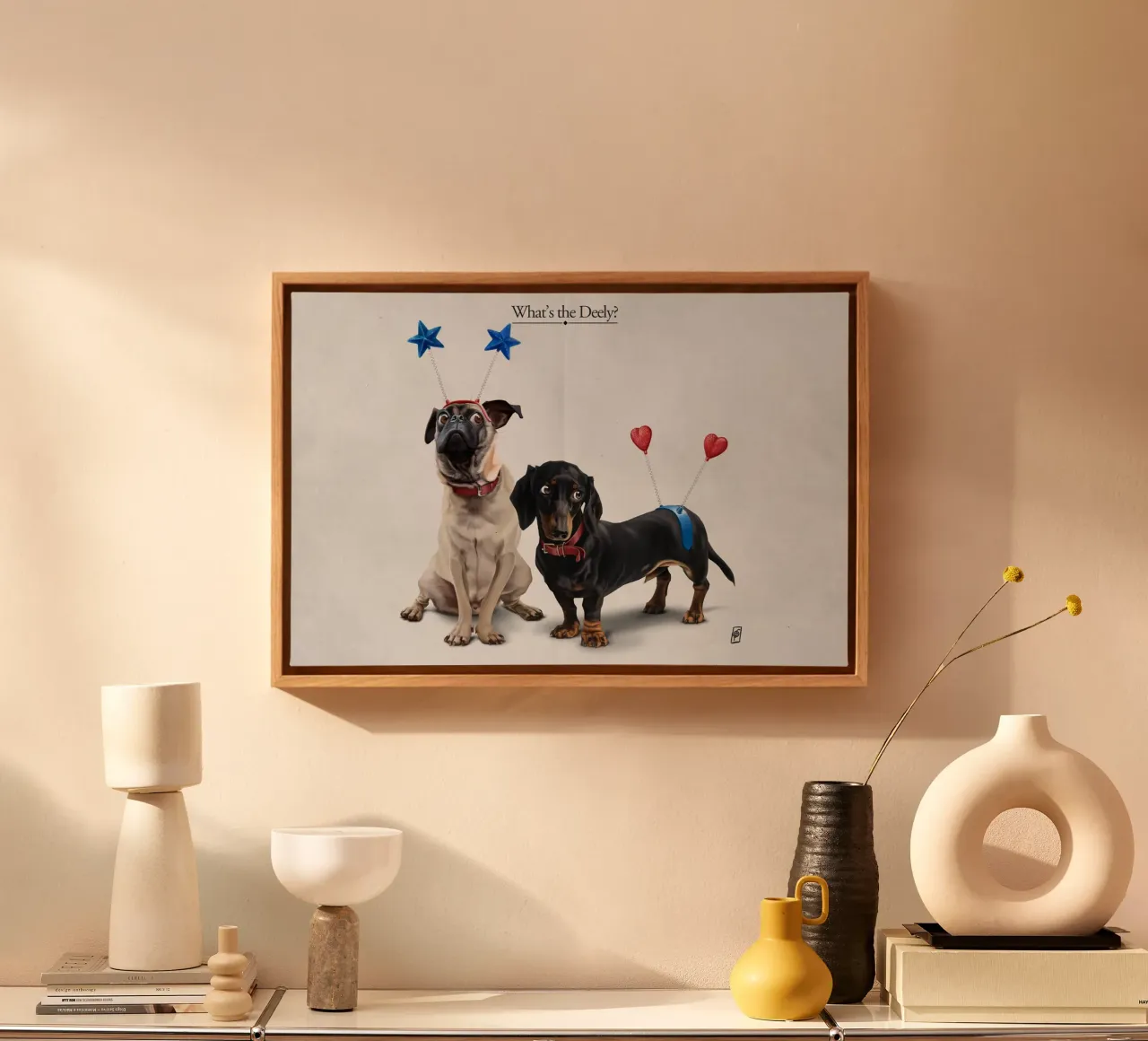 What's the Deely? (Titled) tela con Cornice a cassetta da Rob Art | Illustration