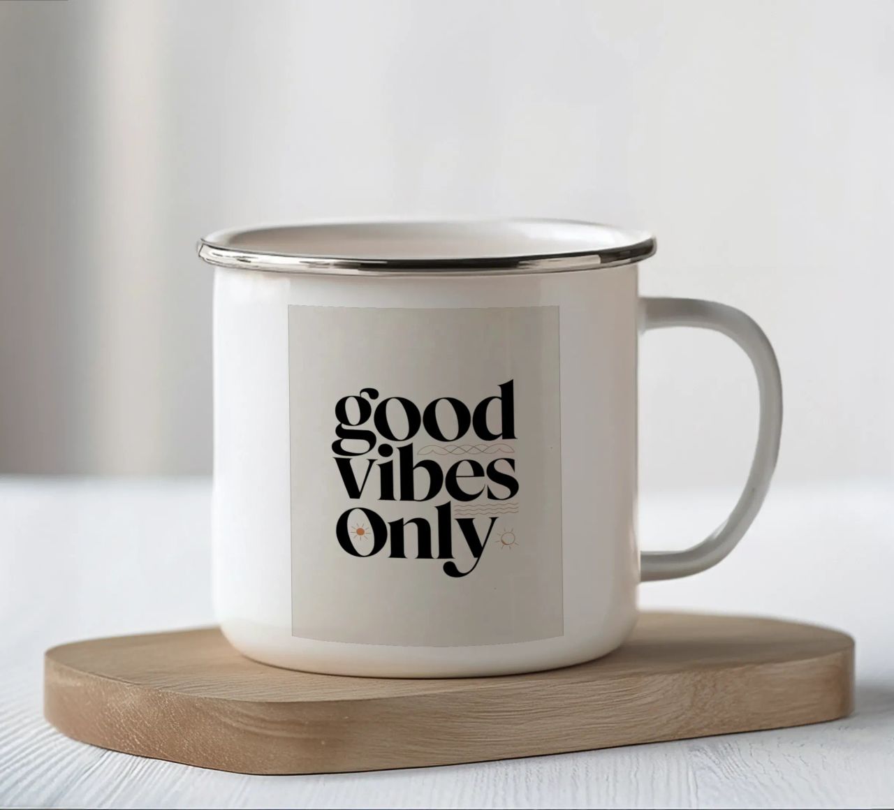 Solo buone vibrazioni tazza in smalto da logic