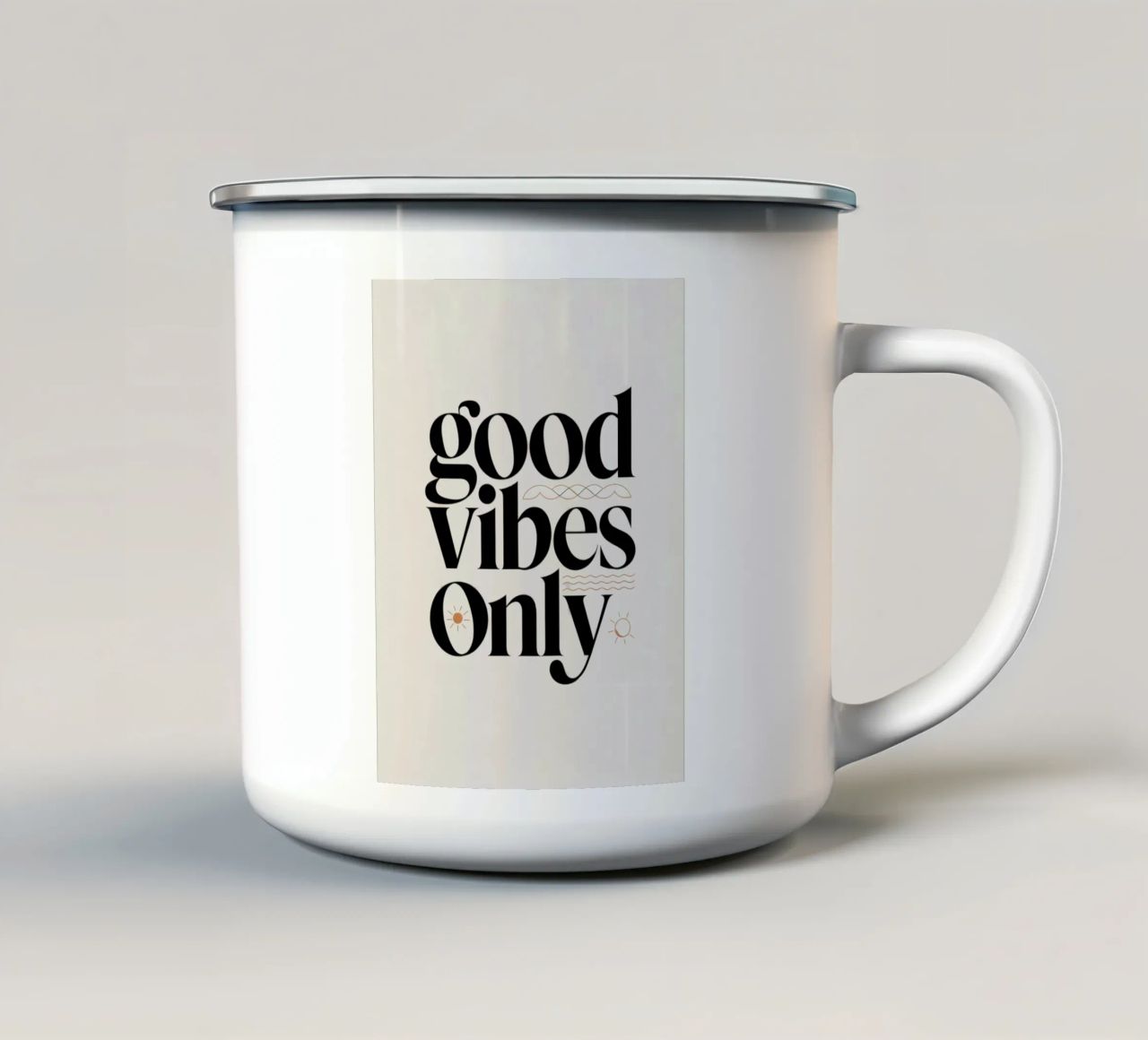 Solo buone vibrazioni tazza in smalto da logic