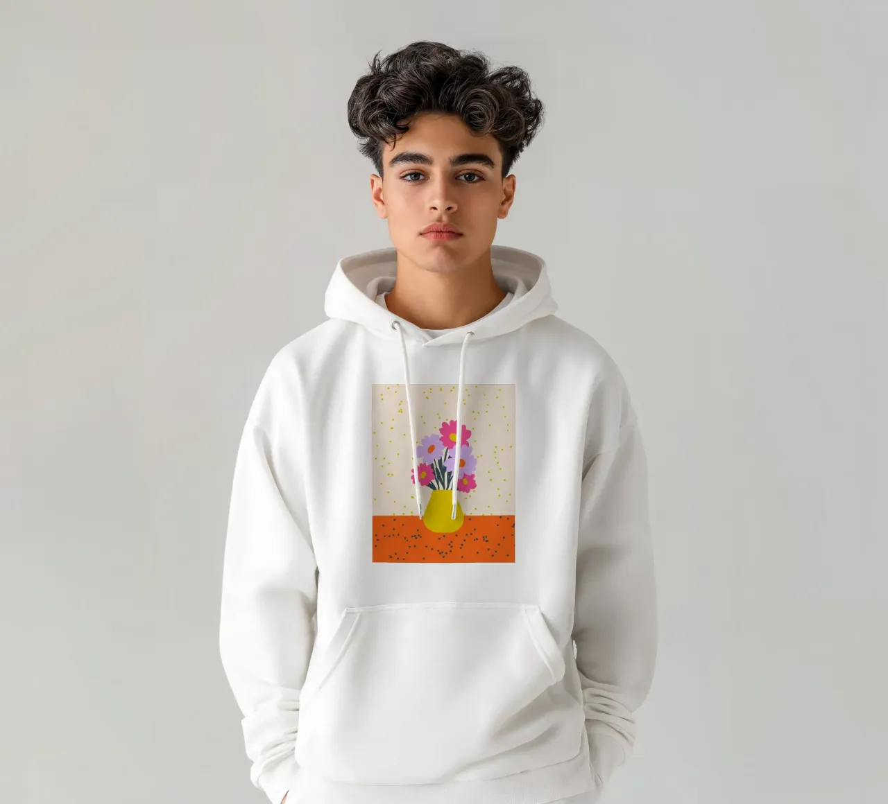 Fiori in vaso - arancio, giallo, lavanda, rosa felpa con cappuccio da Wackapacka