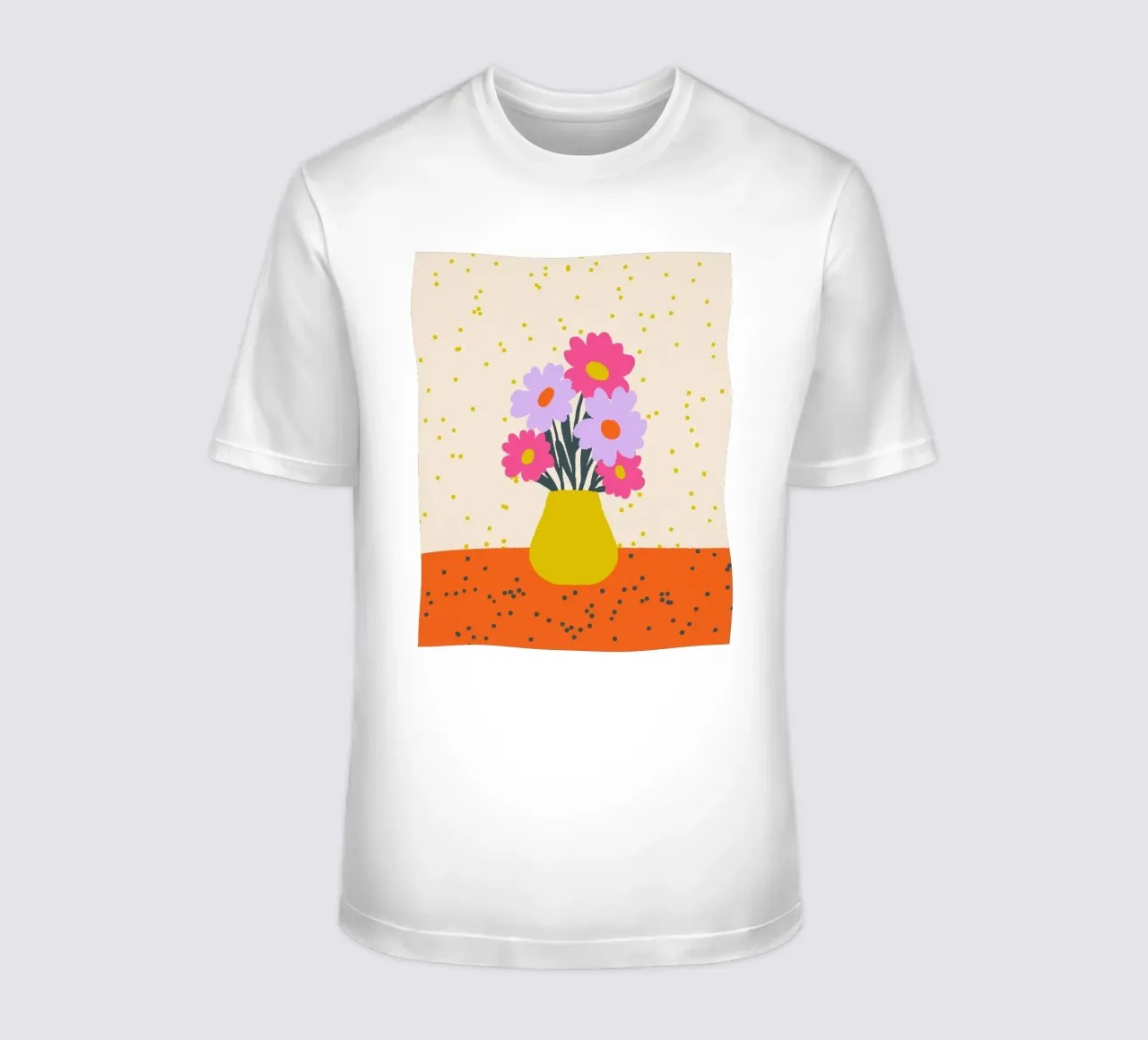 Flowers in a vase - orange, yellow, lavander, pink t-shirt by Wackapacka