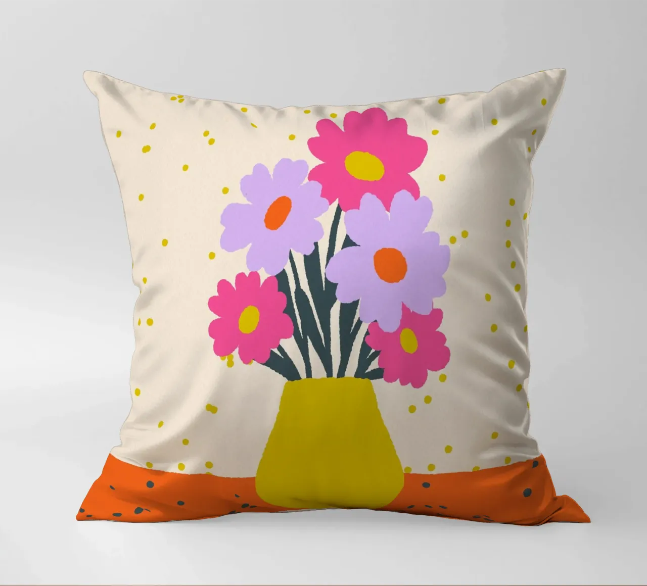 Fiori in vaso - arancio, giallo, lavanda, rosa cuscino da Wackapacka