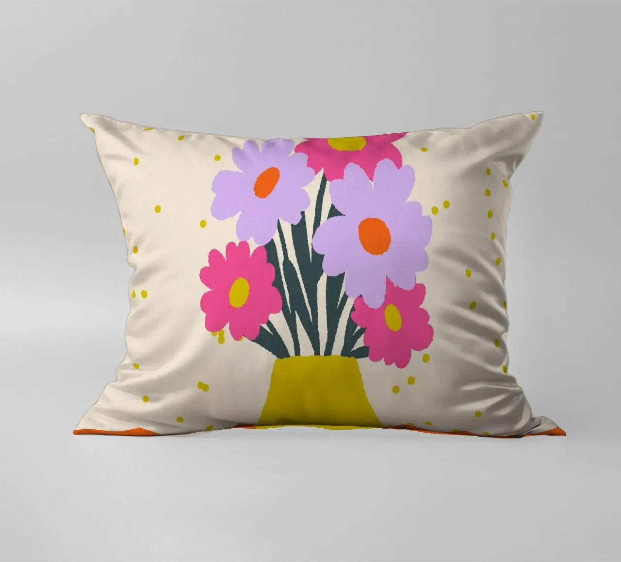 Fiori in vaso - arancio, giallo, lavanda, rosa cuscino da Wackapacka