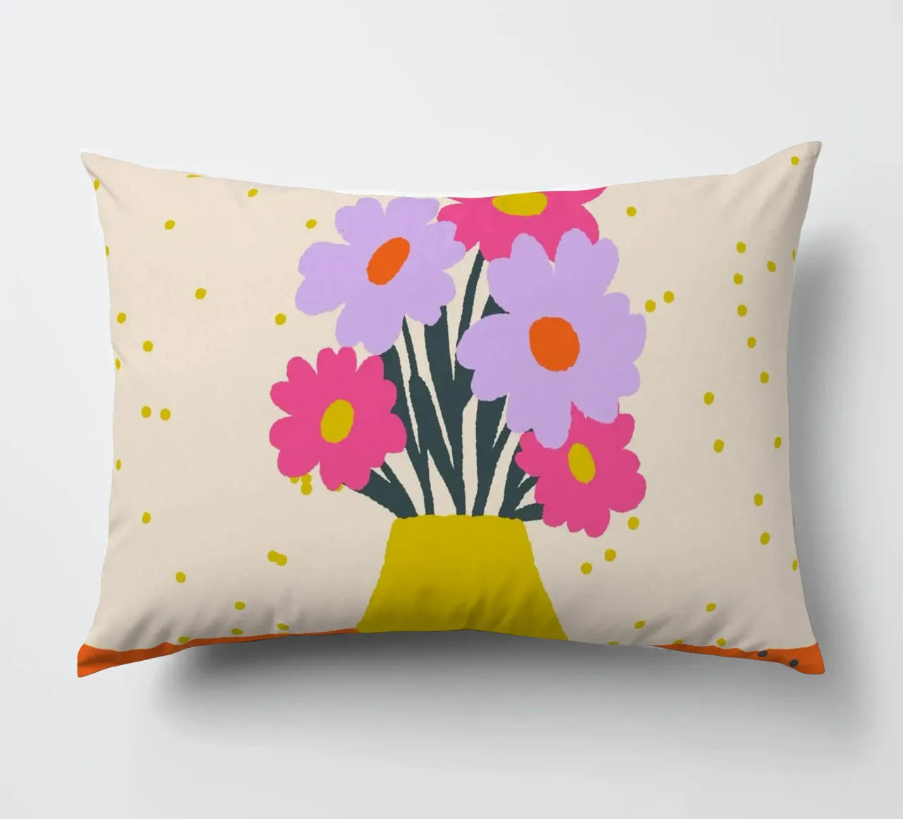 Fiori in vaso - arancio, giallo, lavanda, rosa cuscino da Wackapacka