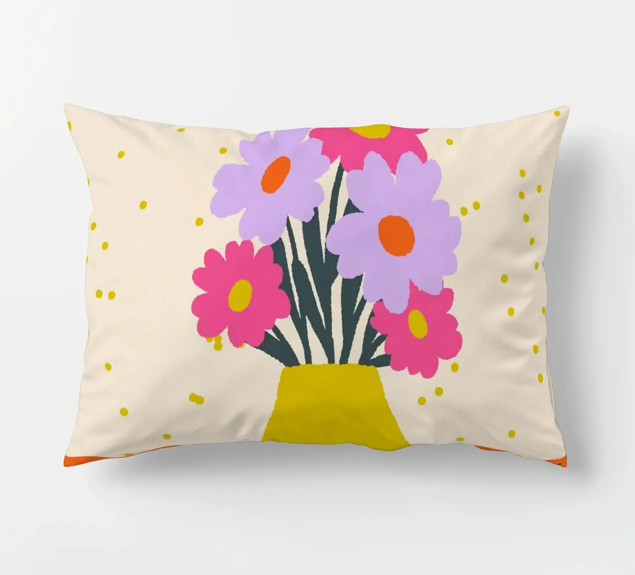 Fiori in vaso - arancio, giallo, lavanda, rosa cuscino da Wackapacka